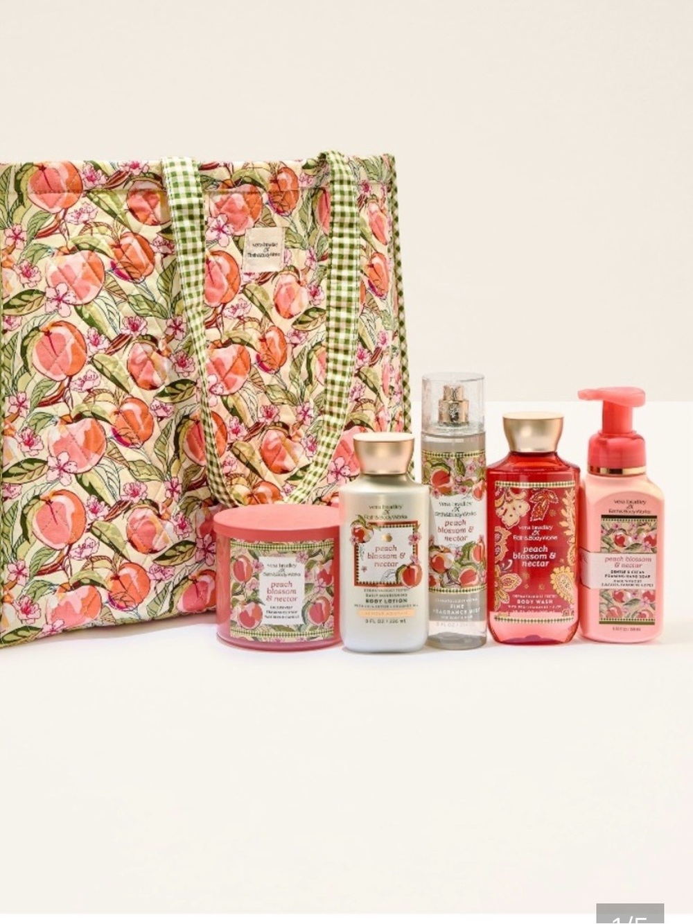 Vera Bradley x Bath & Body Works Tote Bag and Peach Blossom & Nectar Set - Picture 2 of 13